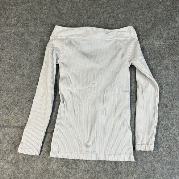 Intimately Free People Top Women XS/S White Ribbed Knit Cutout Crop Tee Stretch - Picture 6 of 6